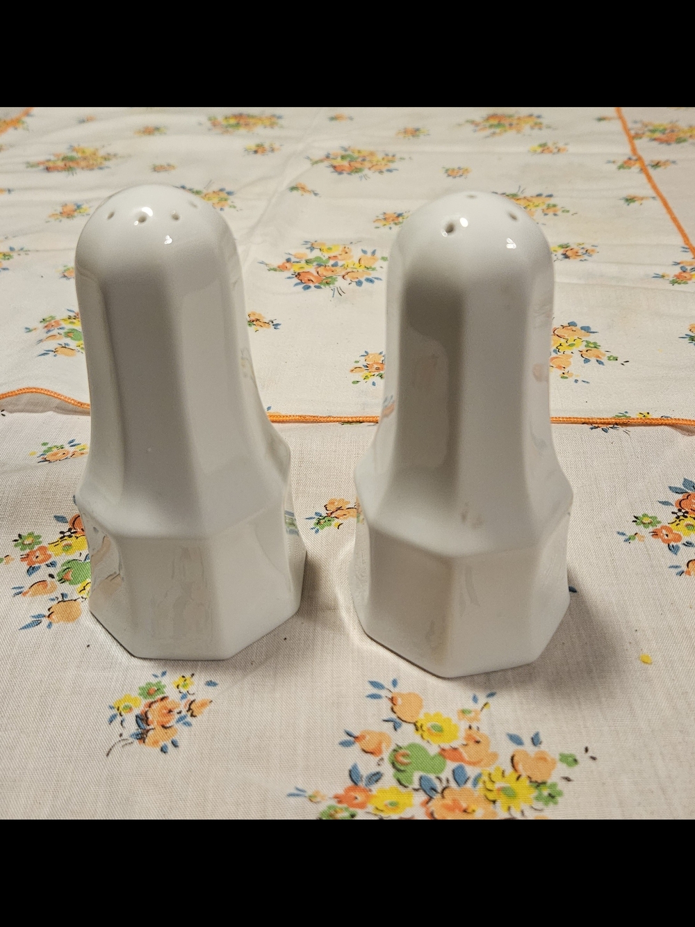 White Ceramic Salt and Pepper Shakers - Pair